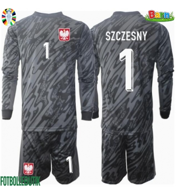 Polen Wojciech Szczesny #1 Målvakt Bortaställ Barn EM 2024 Långärmad (+ Korta byxor)